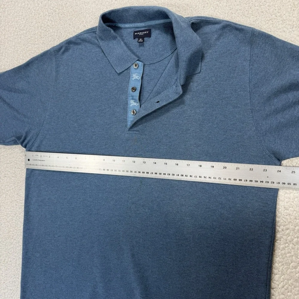Burberry Golf Polo Shirt Men's XL Blue Nova Check Luxury Smart Casual Old Money - Picture 10 of 11